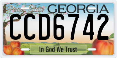 GA license plate CCD6742