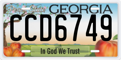 GA license plate CCD6749