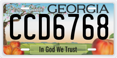 GA license plate CCD6768