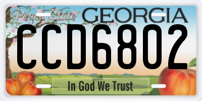 GA license plate CCD6802
