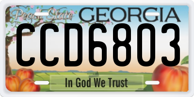 GA license plate CCD6803