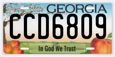 GA license plate CCD6809