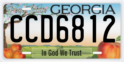 GA license plate CCD6812