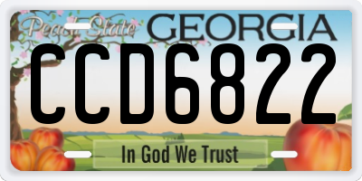 GA license plate CCD6822