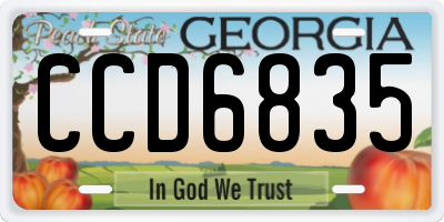 GA license plate CCD6835