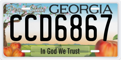 GA license plate CCD6867