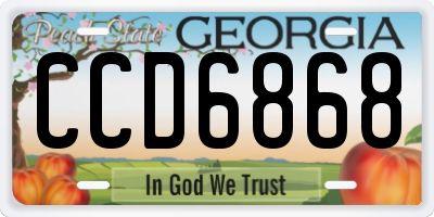 GA license plate CCD6868