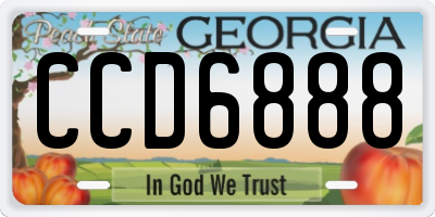 GA license plate CCD6888