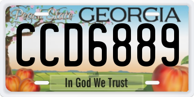 GA license plate CCD6889
