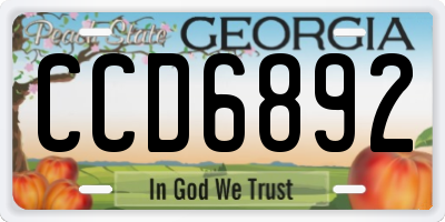 GA license plate CCD6892