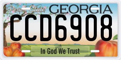 GA license plate CCD6908