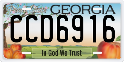 GA license plate CCD6916