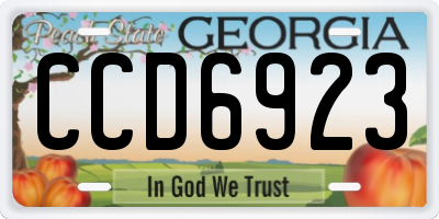 GA license plate CCD6923
