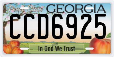 GA license plate CCD6925