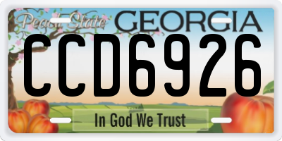 GA license plate CCD6926