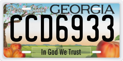 GA license plate CCD6933