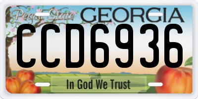 GA license plate CCD6936