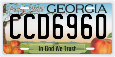 GA license plate CCD6960