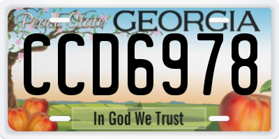 GA license plate CCD6978
