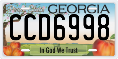 GA license plate CCD6998