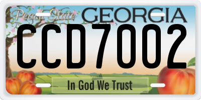 GA license plate CCD7002