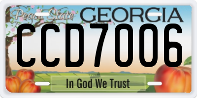 GA license plate CCD7006