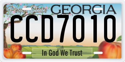 GA license plate CCD7010