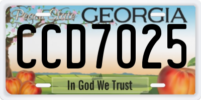 GA license plate CCD7025