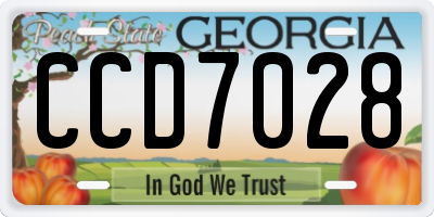 GA license plate CCD7028