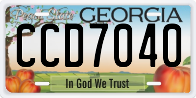 GA license plate CCD7040