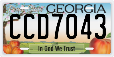 GA license plate CCD7043