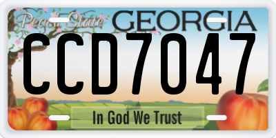 GA license plate CCD7047