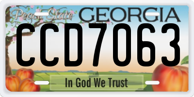 GA license plate CCD7063