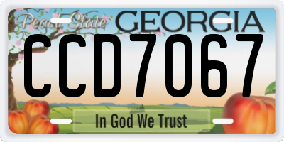 GA license plate CCD7067