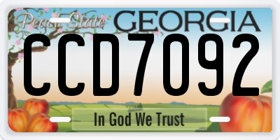 GA license plate CCD7092