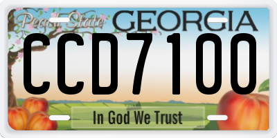 GA license plate CCD7100