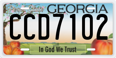 GA license plate CCD7102