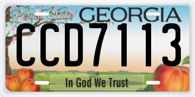 GA license plate CCD7113