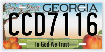 GA license plate CCD7116