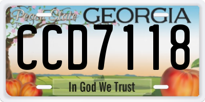 GA license plate CCD7118