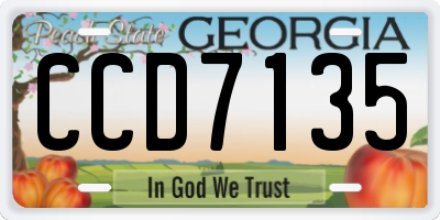 GA license plate CCD7135