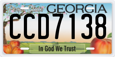 GA license plate CCD7138