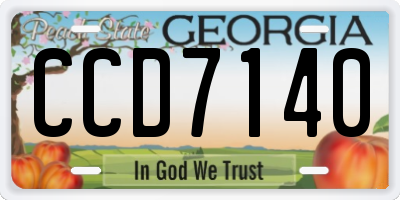 GA license plate CCD7140