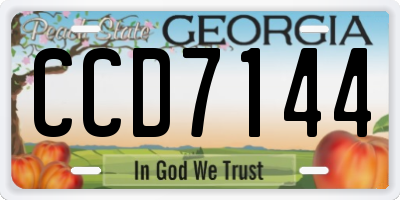GA license plate CCD7144