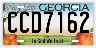 GA license plate CCD7162