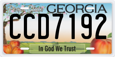 GA license plate CCD7192