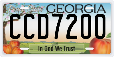 GA license plate CCD7200