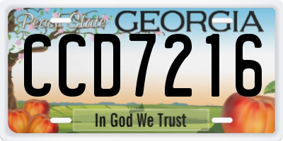 GA license plate CCD7216