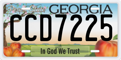 GA license plate CCD7225
