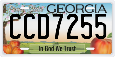 GA license plate CCD7255